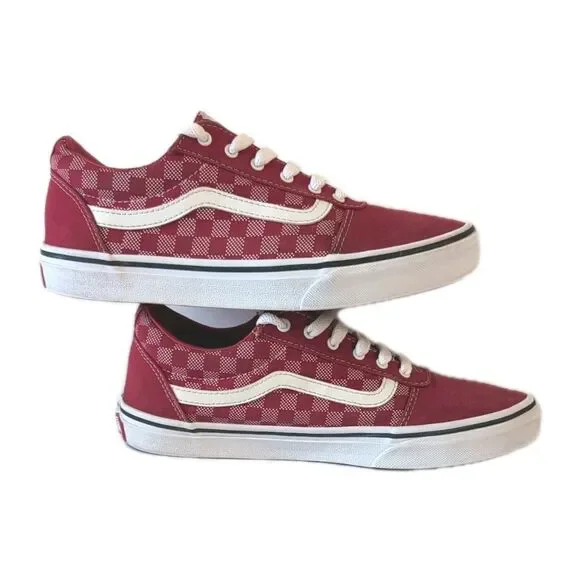 VANS Red Checkerboard Skater Sneakers Unisex, Low Top, Lace-Up - Picture 2 of 8